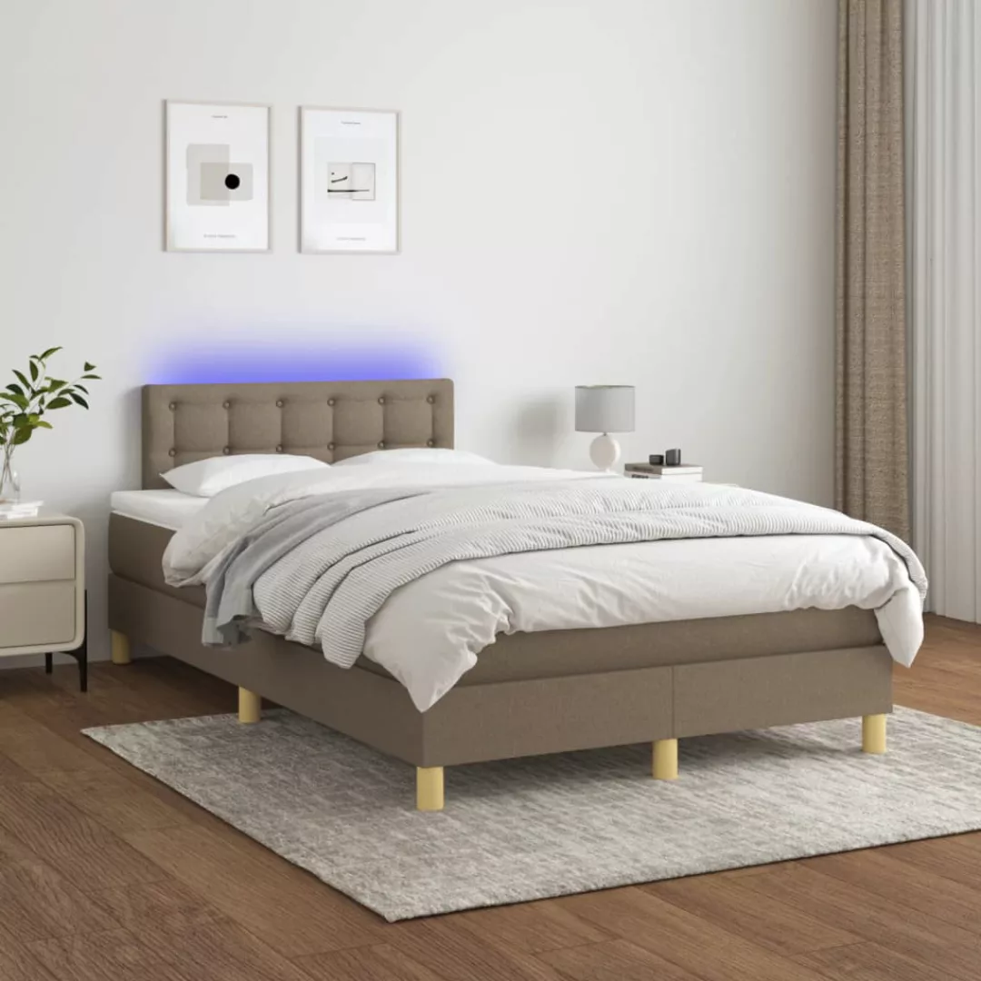 vidaXL Bettgestell Boxspringbett mit Matratze LED Taupe 120x200 cm Stoff Be günstig online kaufen