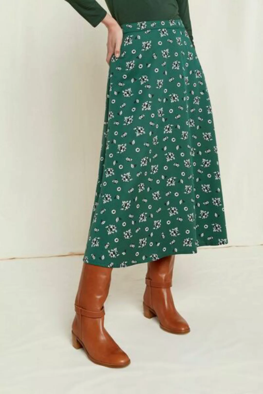 Rock Alison | Floral Midi Skirt Grün günstig online kaufen