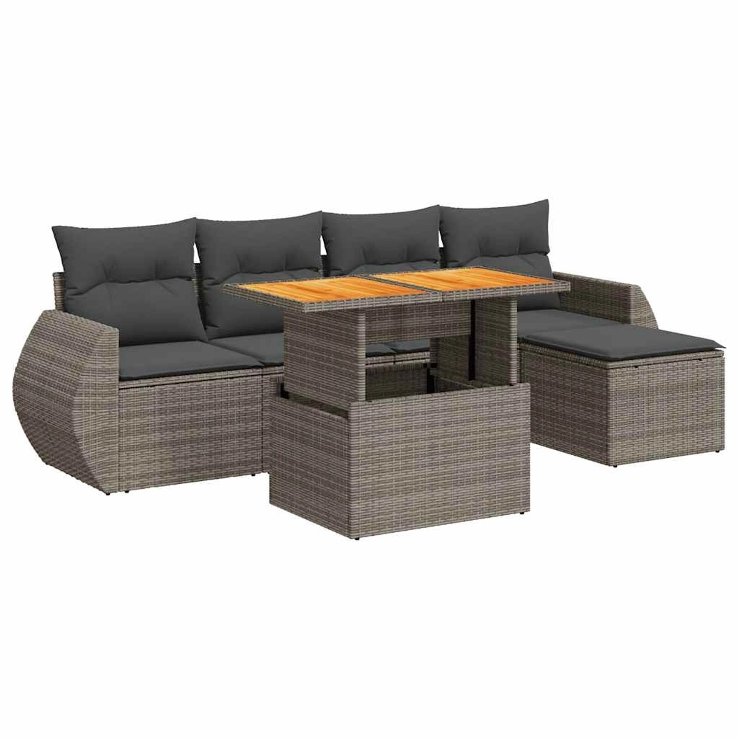 vidaXL 6-Tlg Garten-Sofagarnitur mit Kissen Grau Poly Rattan 3327252 günstig online kaufen