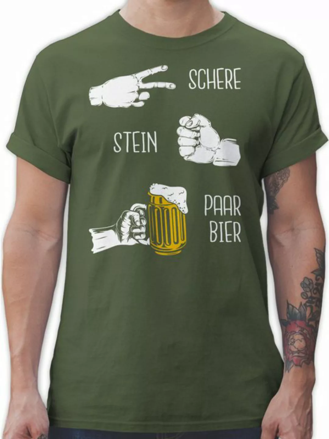 Shirtracer T-Shirt Biergeschenke Lustig - Schere Stein Bier - Hopfen - Herr günstig online kaufen