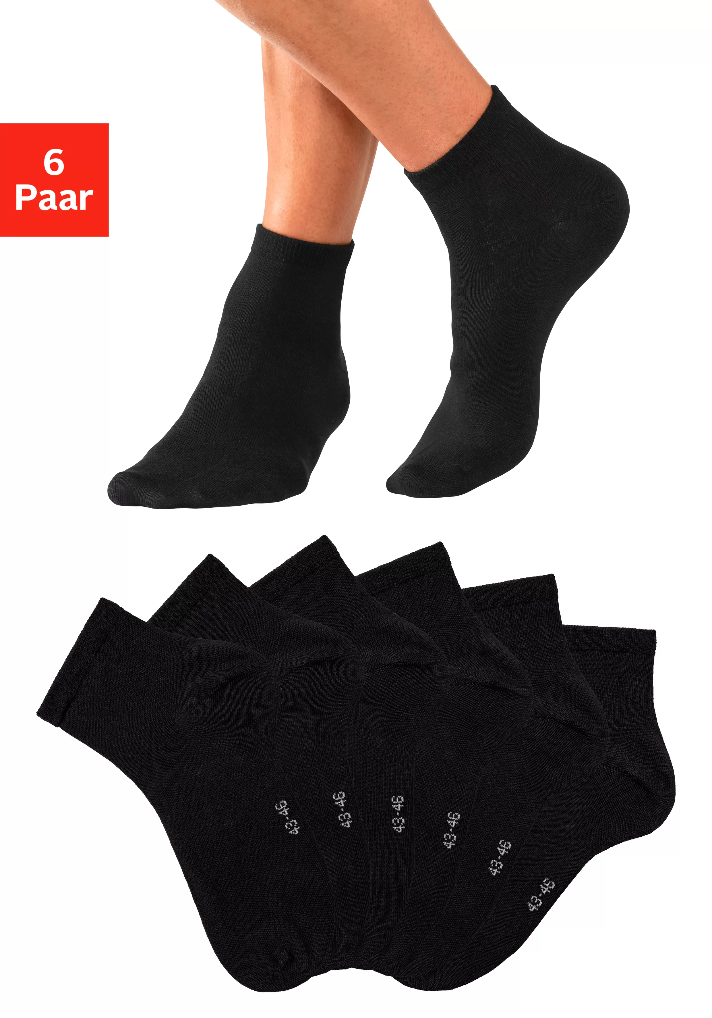 Bench. Kurzsocken, (Packung, 6 Paar), mit eingestricktem Markenlogo im Bünd günstig online kaufen