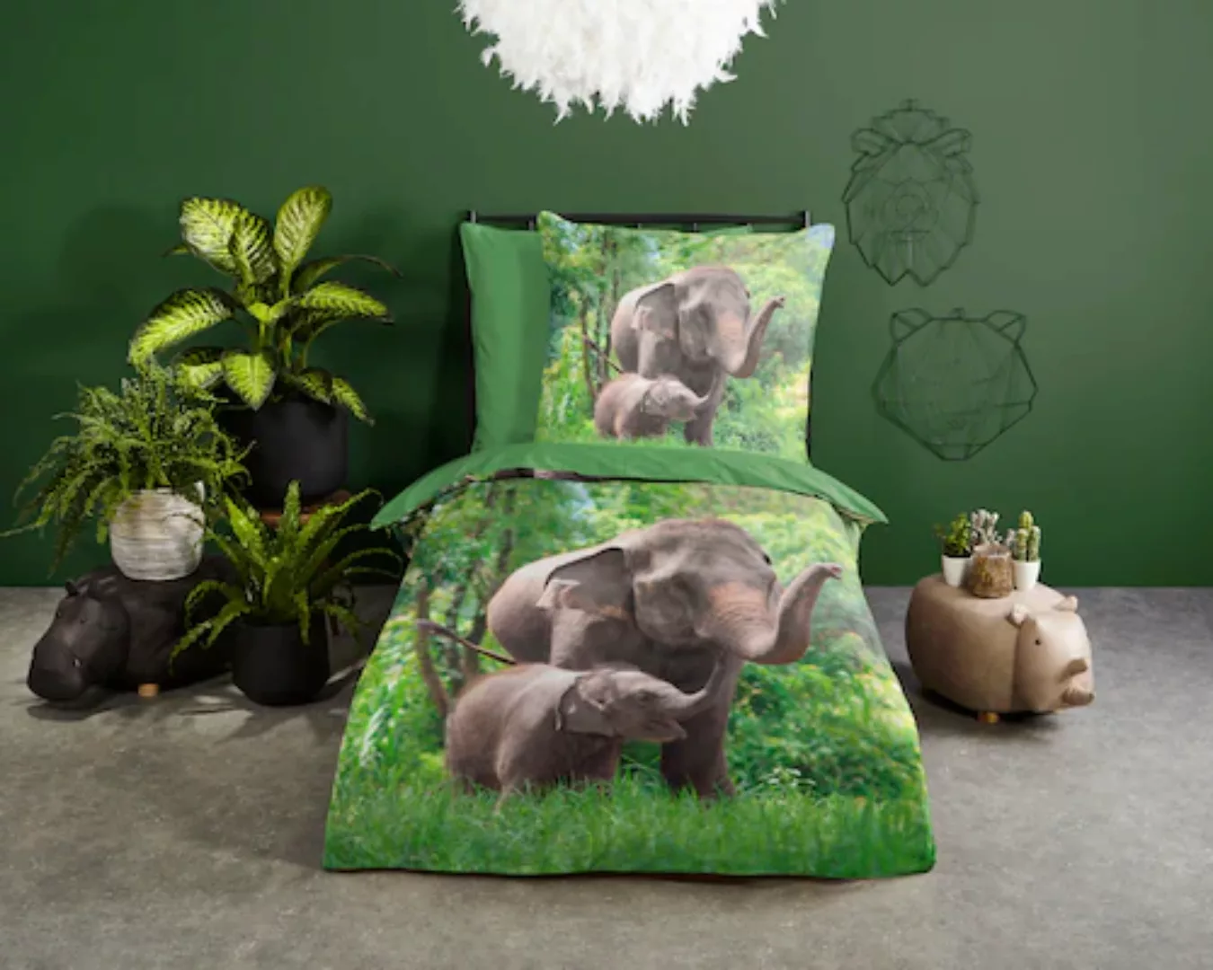 good morning Kinderbettwäsche »Elephants«, (2 tlg.), 100% Baumwolle günstig online kaufen