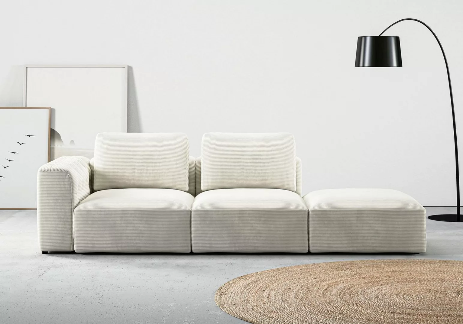 RAUM.ID Chaiselongue Cushid, Modul-Sofa, bestehend aus 2-Sitzer und Hocker günstig online kaufen