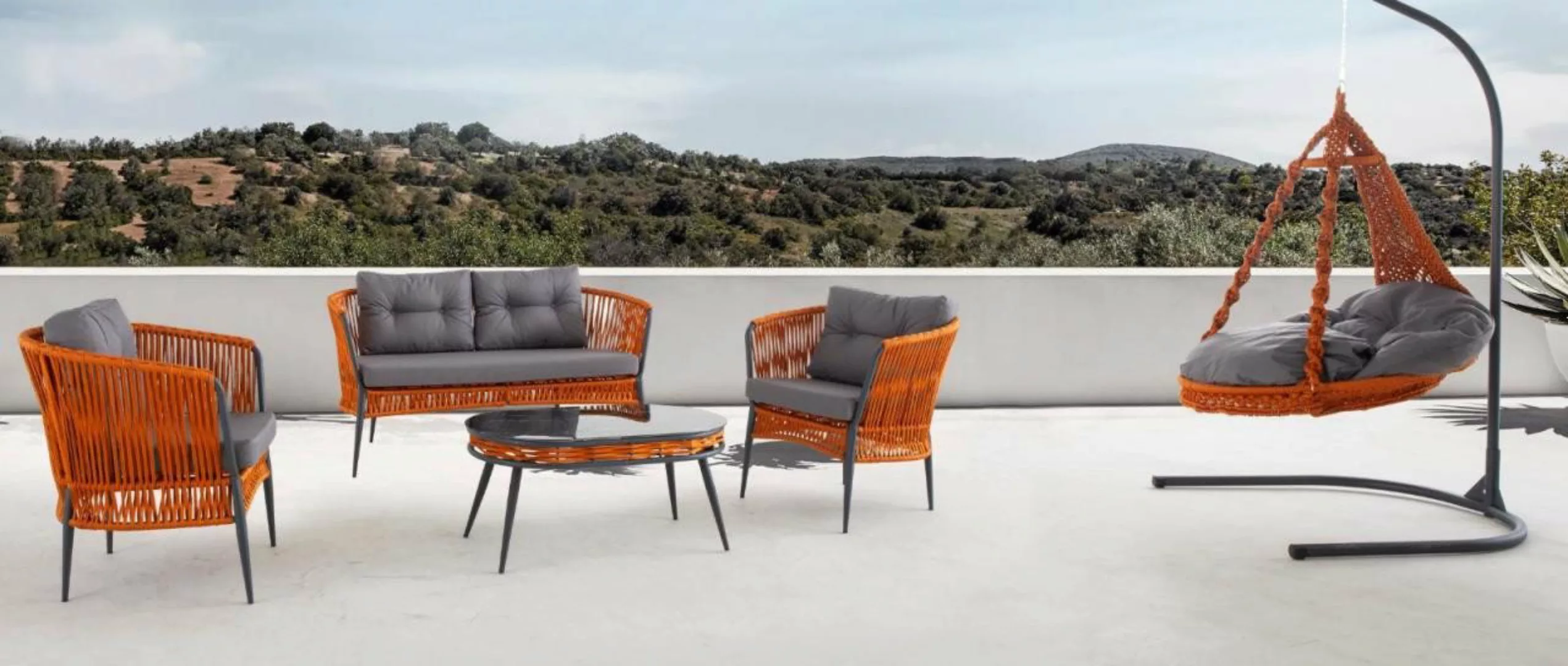 Xlmoebel Sofa Set mit Zweisitzer-Sofa, Sessel und Couchtisch für den Orange günstig online kaufen