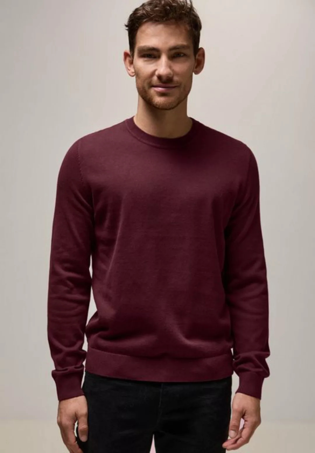 STREET ONE MEN Strickpullover mit Rundhalsausschnitt günstig online kaufen