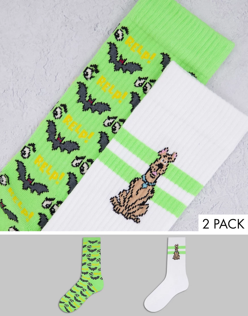ASOS DESIGN – 2er-Pack Socken mit Scooby-Doo-Halloween-Motiv-Mehrfarbig günstig online kaufen