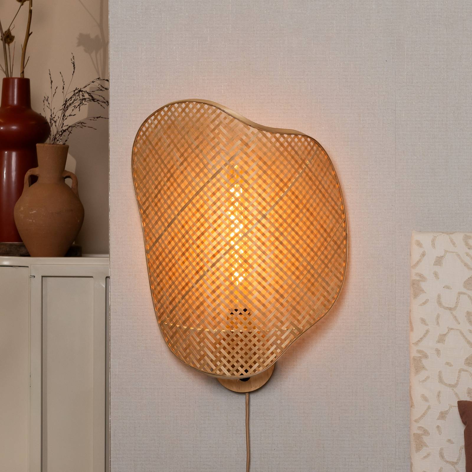 GOOD & MOJO Wandlampe Kinabalu, natur, 50 cm, Bambus Stecker günstig online kaufen