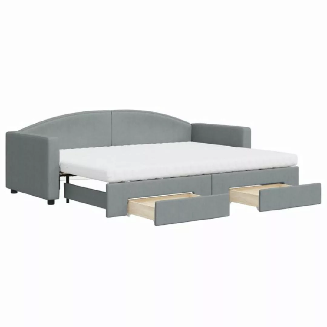 vidaXL Bett Tagesbett Ausziehbar mit Schubladen Hellgrau 80x200 cm Stoff günstig online kaufen