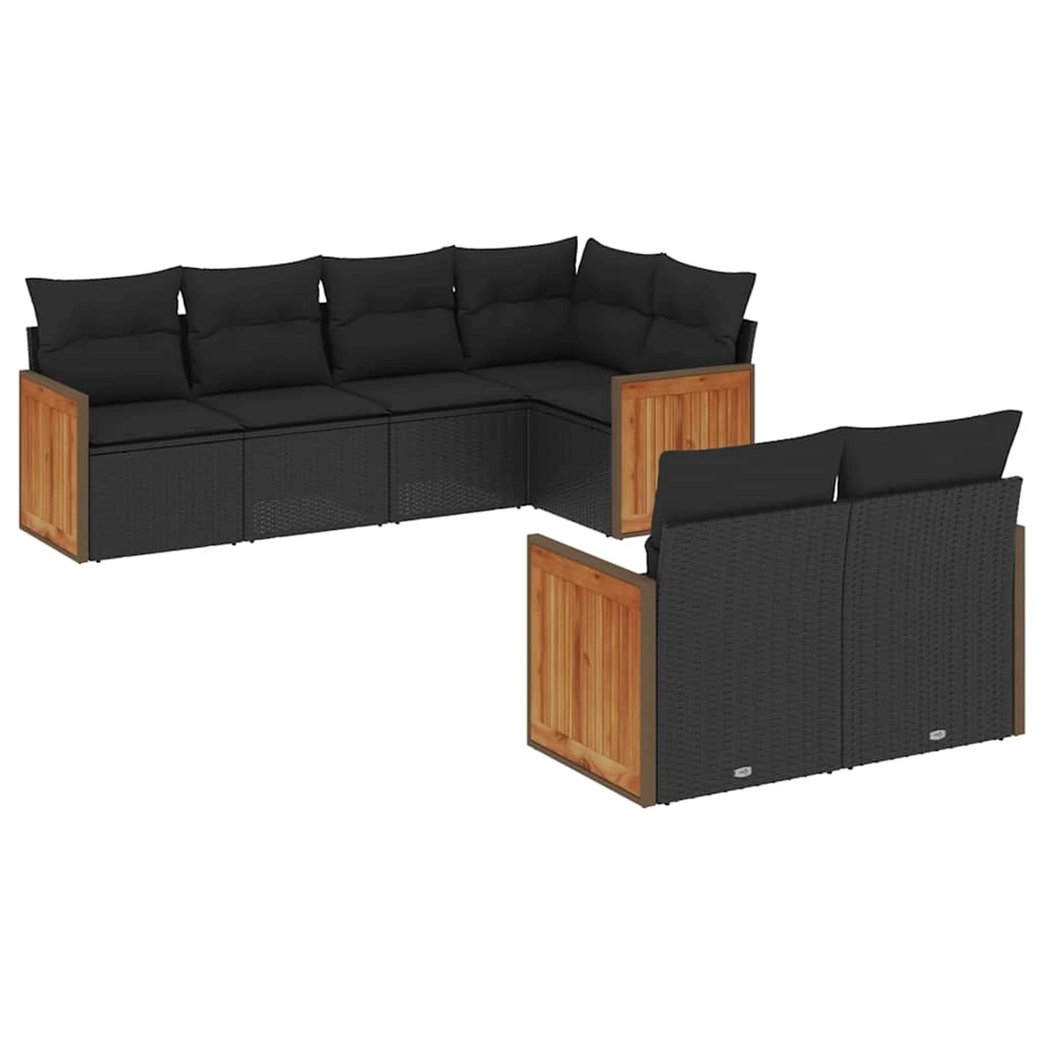 vidaXL 7-Tlg Garten-Sofagarnitur mit Kissen Schwarz Poly Rattan 3260221 günstig online kaufen