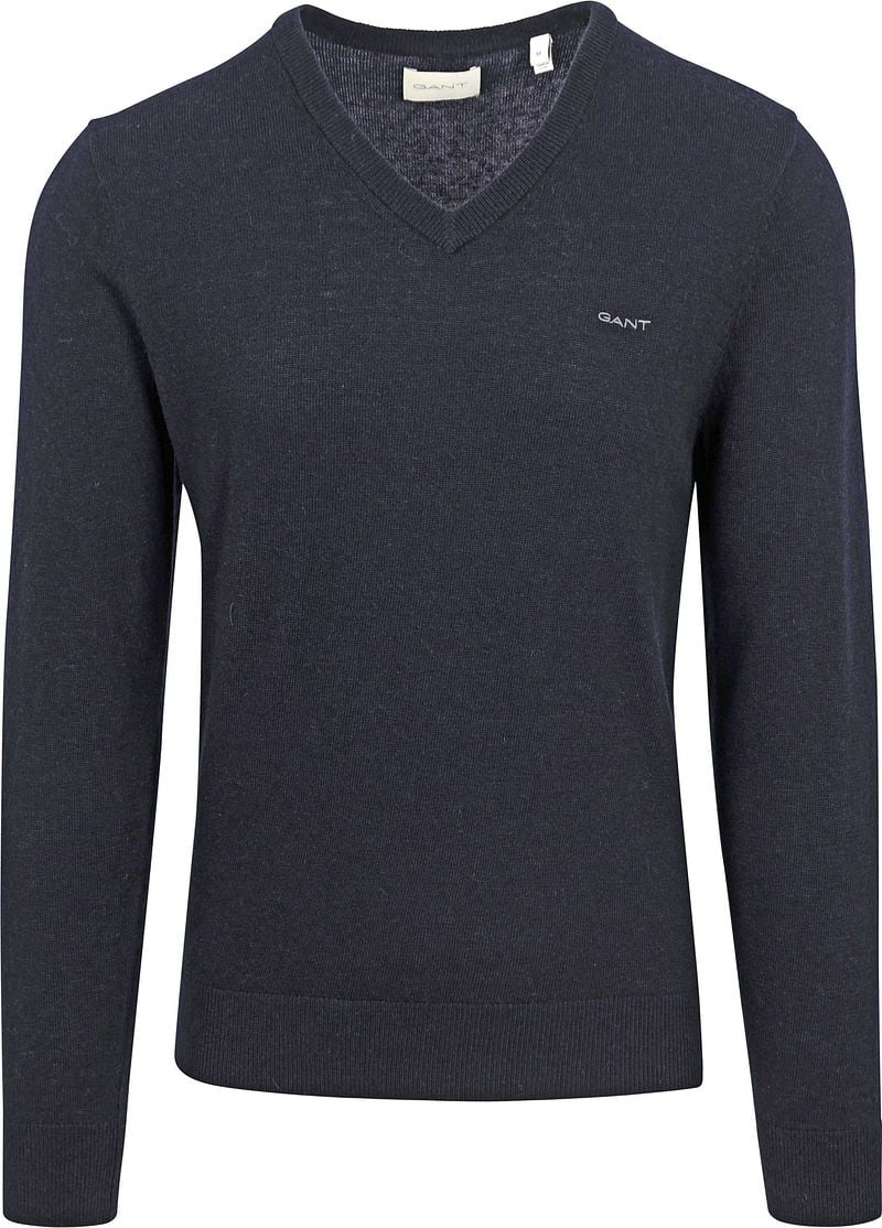 Gant Lammwolle Pullover Blau-Melange - Größe M günstig online kaufen