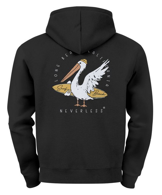 Neverless Hoodie Hoodie Backprint Pelikan Print Surfer Surfboard Rückenaufd günstig online kaufen