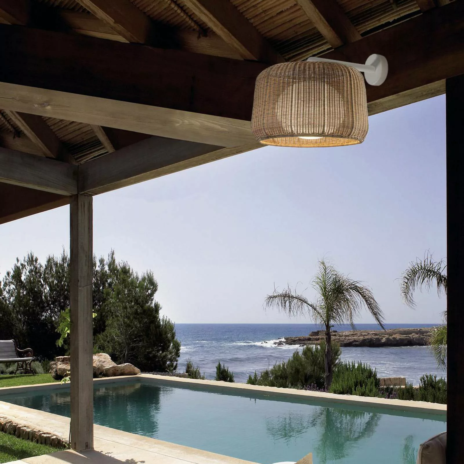 Bover Außenwandlampe Fora A, naturweiß/beige, Ø 50 cm, E27 günstig online kaufen