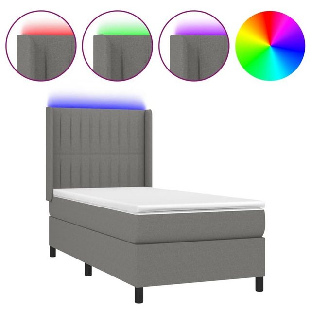 vidaXL Boxspringbett Boxspringbett mit Matratze LED Dunkelgrau 80x200 cm St günstig online kaufen