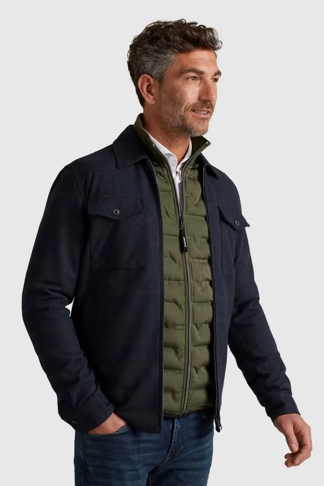 Vanguard Zip Hemdjacke Woolblend Navyblau - Größe XL günstig online kaufen