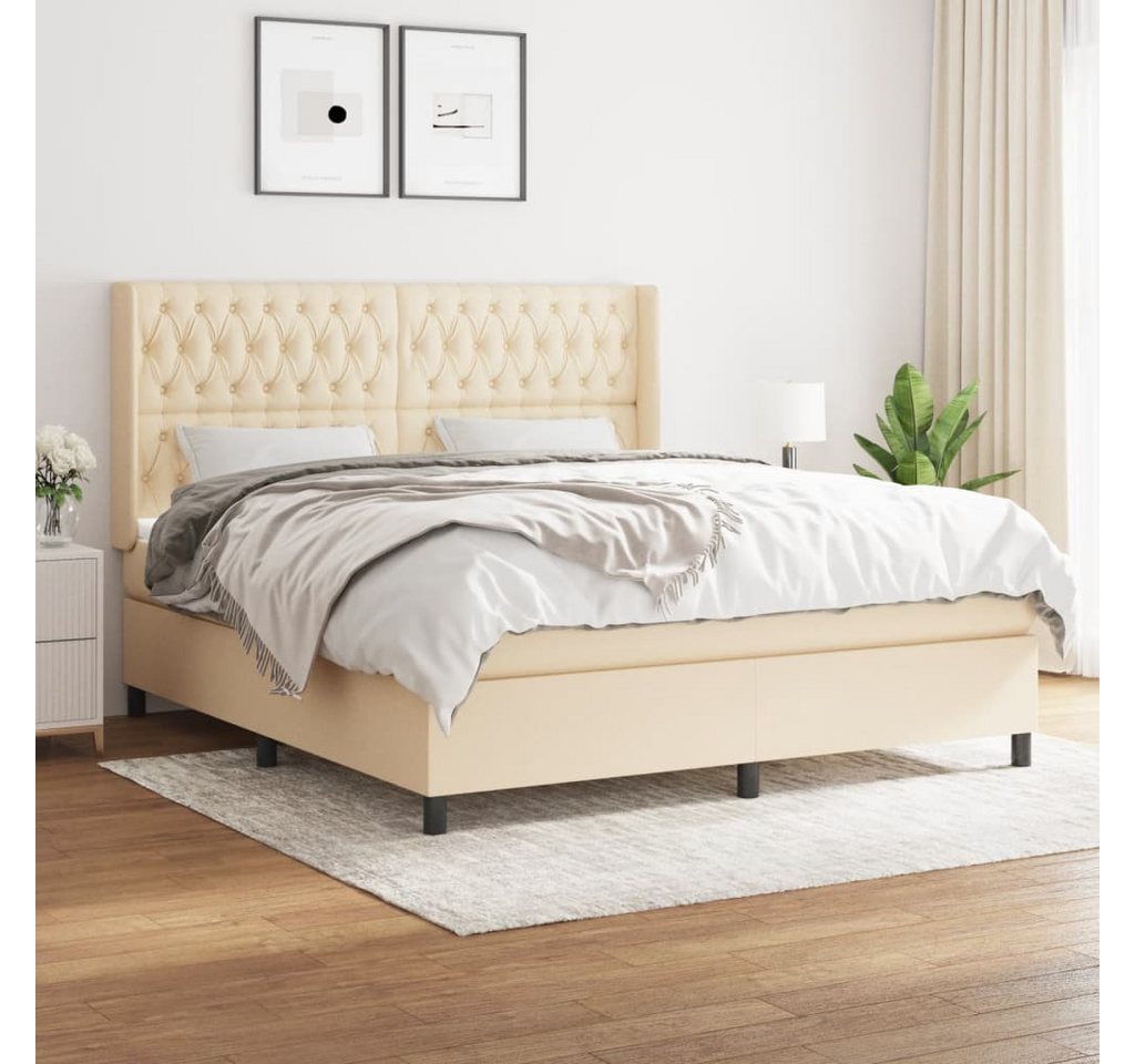 vidaXL Boxspringbett Boxspringbett mit Matratze Creme 180x200 cm Stoff Bett günstig online kaufen