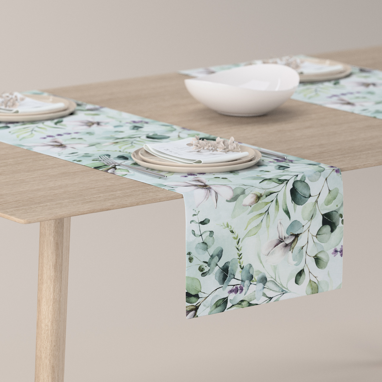 Tischläufer, mintgrün-weiß, 40 x 130 cm, Flowers (143-66) günstig online kaufen