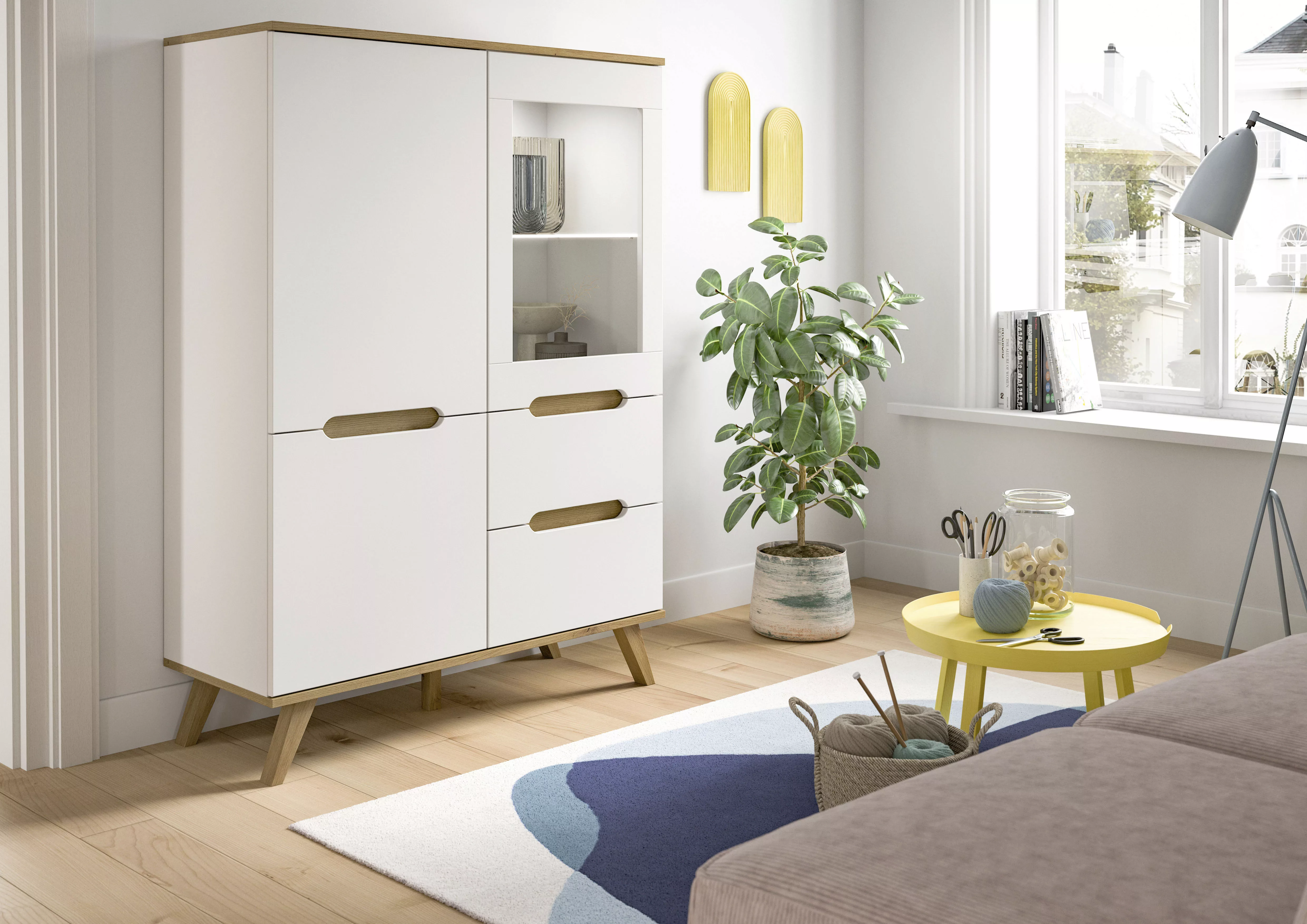 Home affaire Highboard "Alesund", 6 Fächer, konischer Fuß, Kommode, Anricht günstig online kaufen