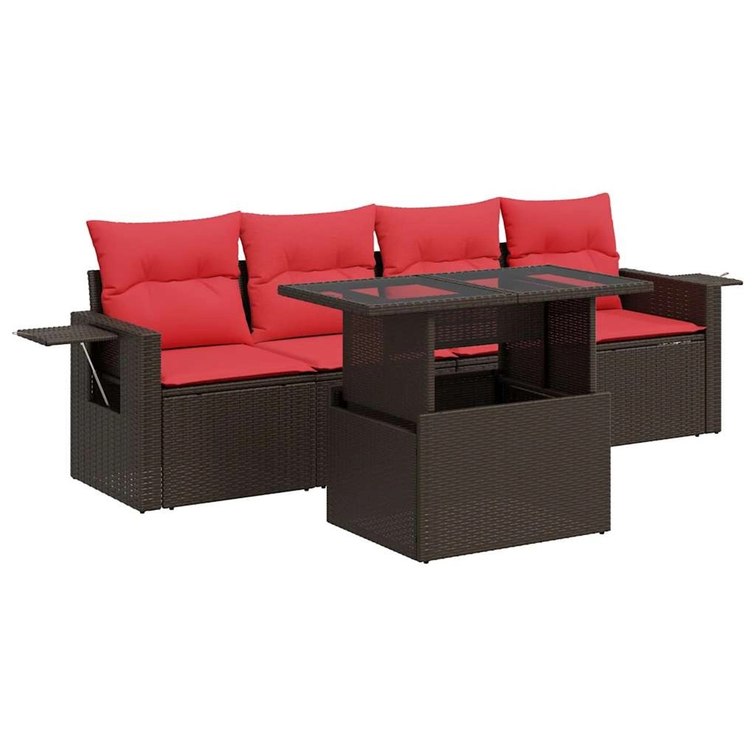 vidaXL 5-Tlg Garten-Sofagarnitur mit Kissen Braun Poly Rattan Akazie 332640 günstig online kaufen
