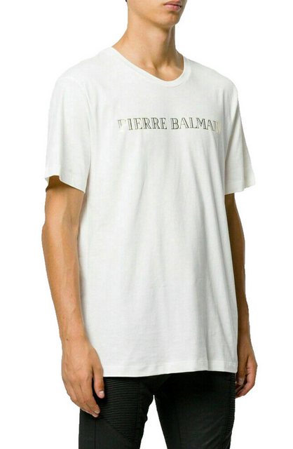 Balmain Paris T-Shirt Pierre Balmain Logo Baumwolle Top günstig online kaufen