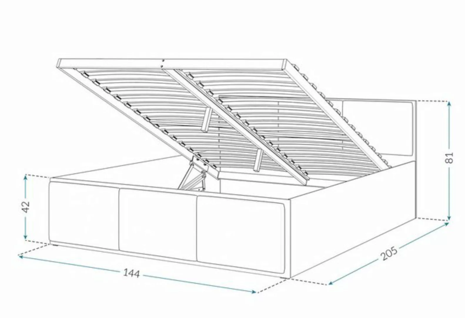 FDM Polsterbett mit Lattenrost Doppelbett 120x200, 140x200, 160x200, 180x20 günstig online kaufen