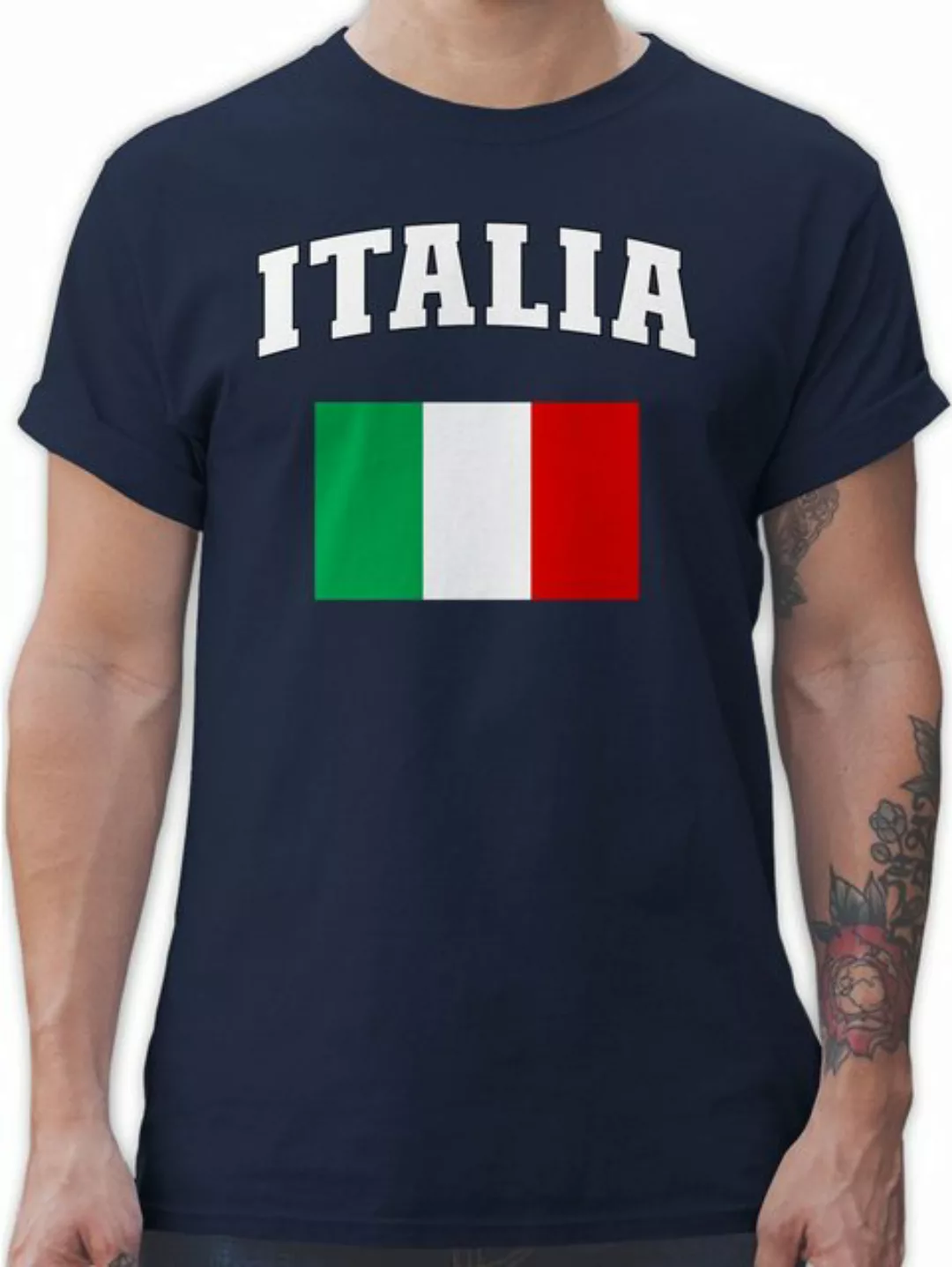 Shirtracer T-Shirt Italia Schriftzug mit Flagge, Italien, Italy 2024 Fussba günstig online kaufen