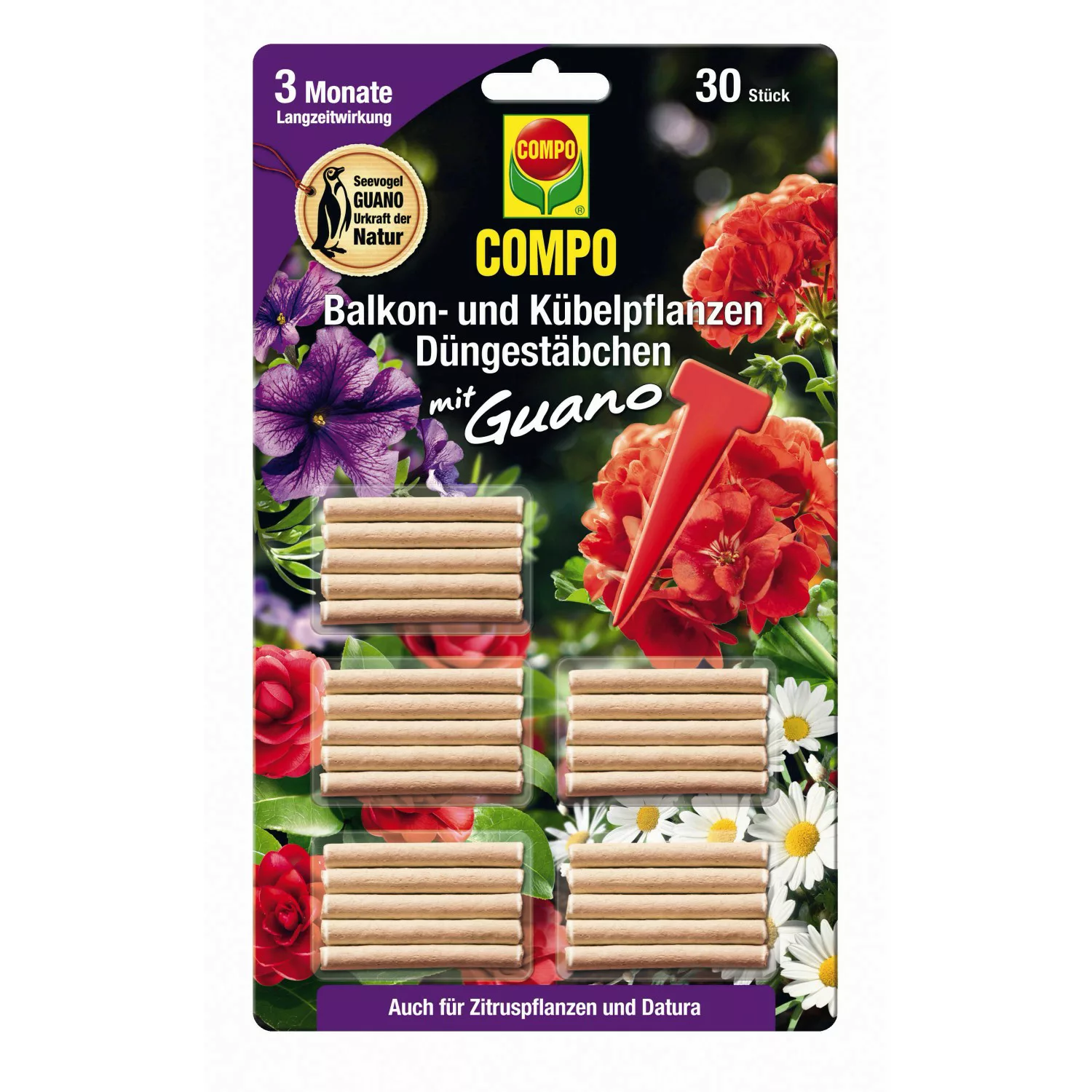 Compo Düngestäbchen für Balkon- und Kübelpflanzen mit Guano 30 Stäbchen günstig online kaufen