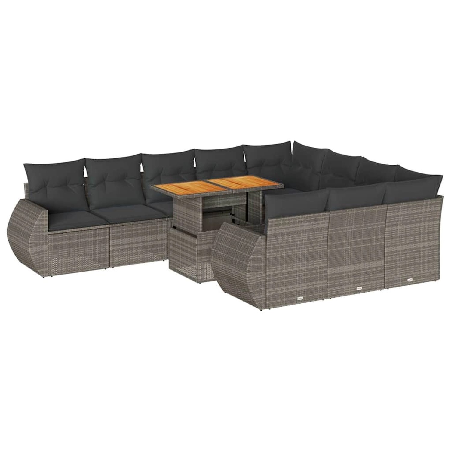 vidaXL 11-Tlg Garten-Sofagarnitur mit Kissen Grau Poly Rattan 3327315 günstig online kaufen