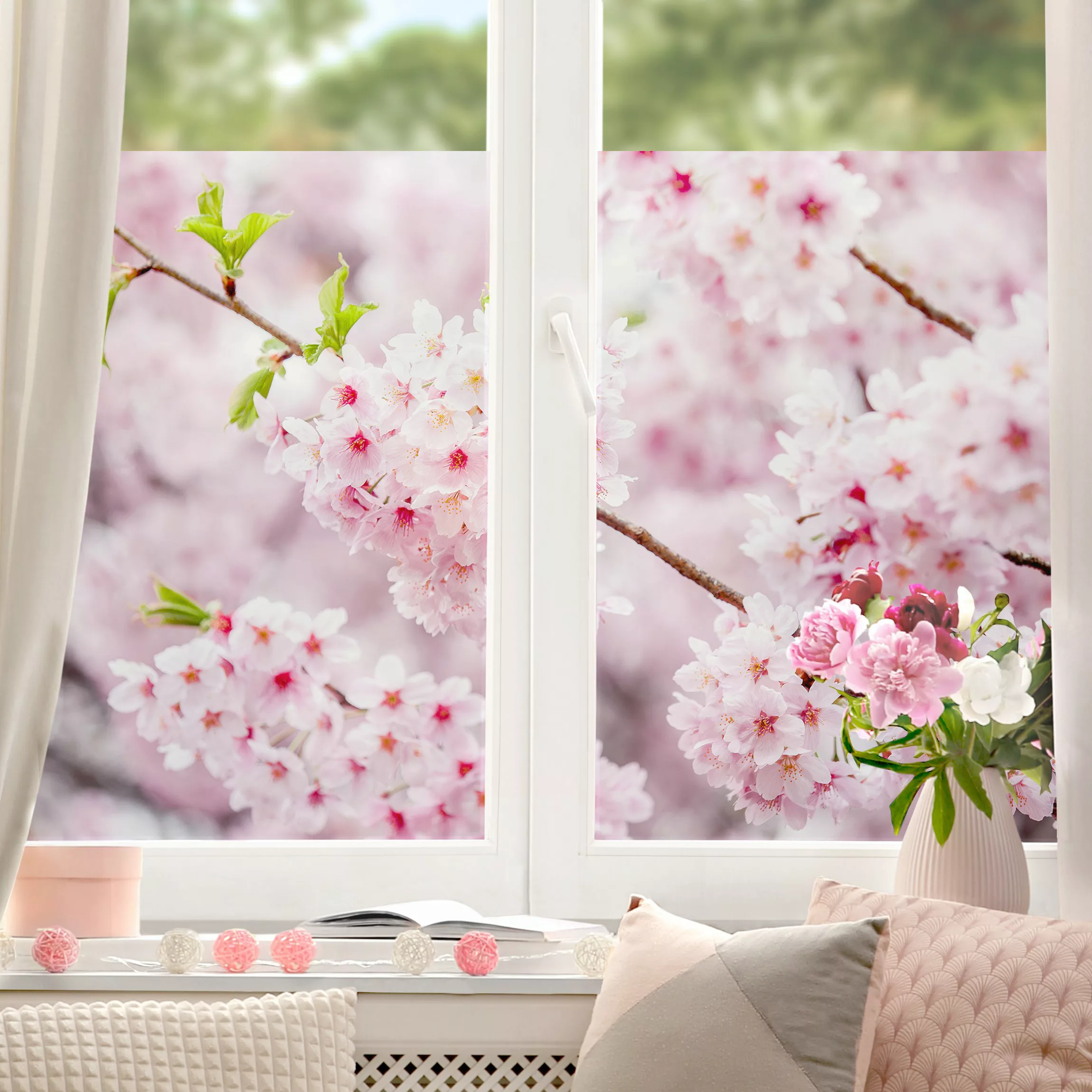 Fensterfolie Japanische Kirschblüten günstig online kaufen