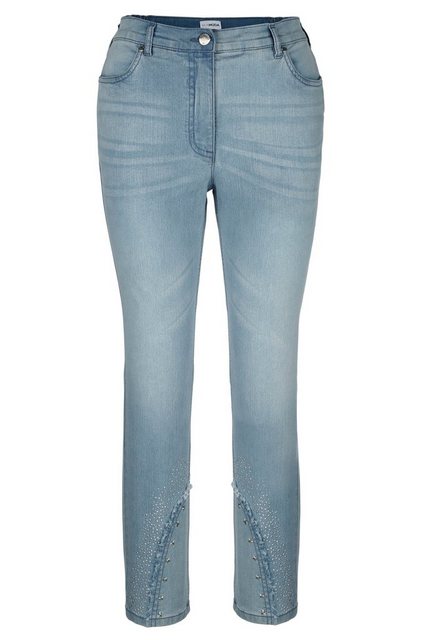 MIAMODA Regular-fit-Jeans 7/8-Jeans Slim Fit Saum mit Glitzersteinchen günstig online kaufen