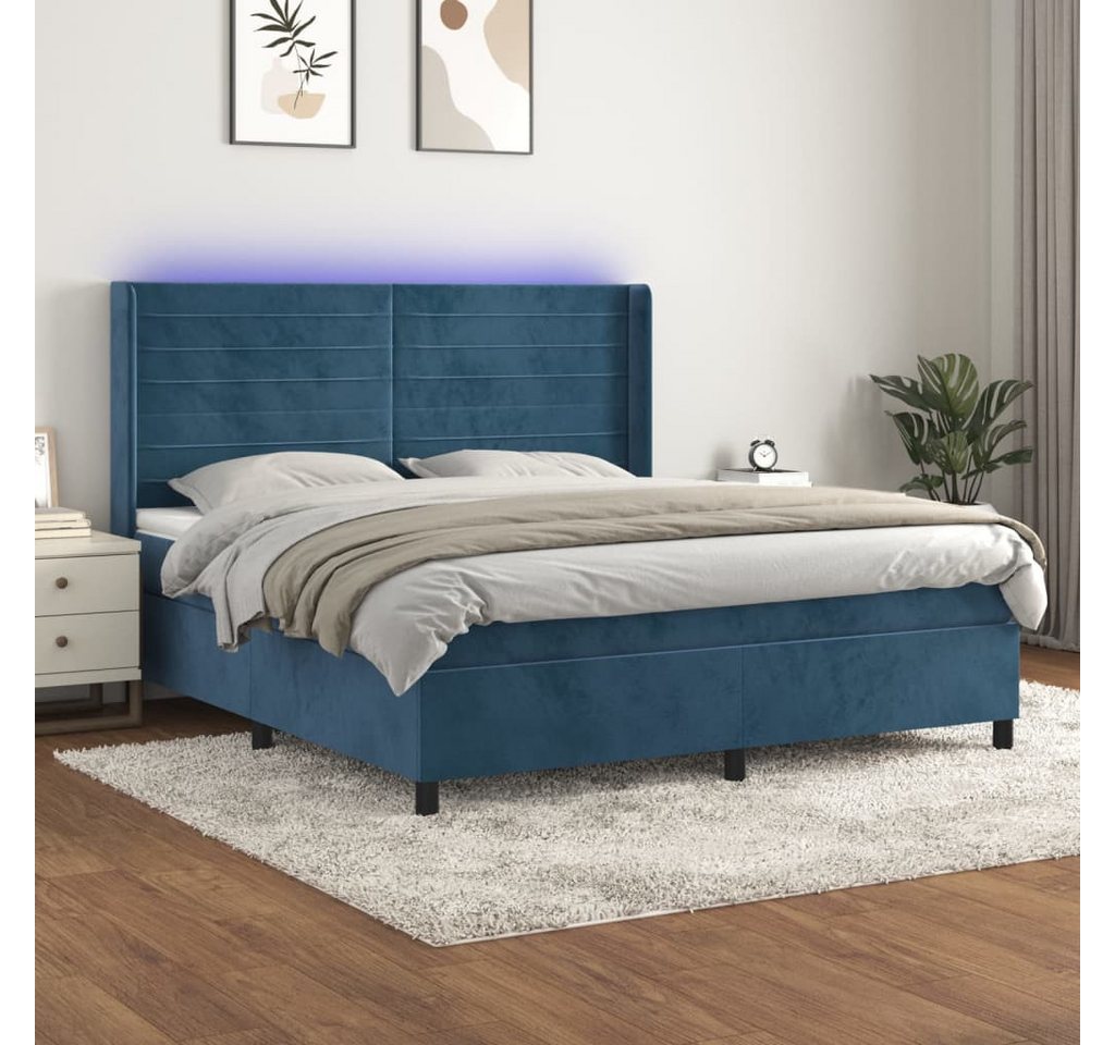 vidaXL Boxspringbett Boxspringbett mit Matratze LED Dunkelblau 160x200 cm S günstig online kaufen