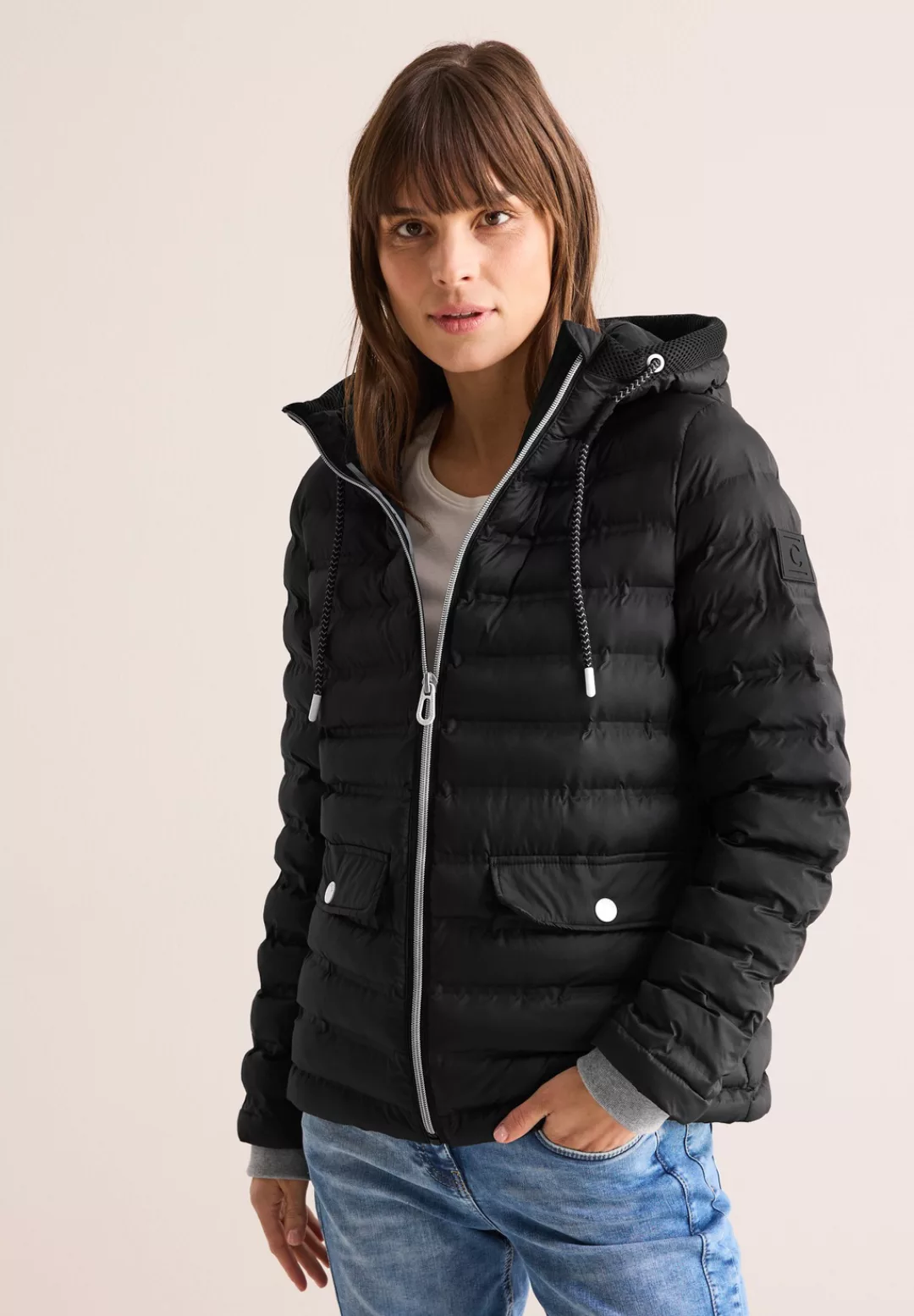 Cecil Steppjacke, mit Kapuze, mit Kapuze mit Tunnelzugband günstig online kaufen
