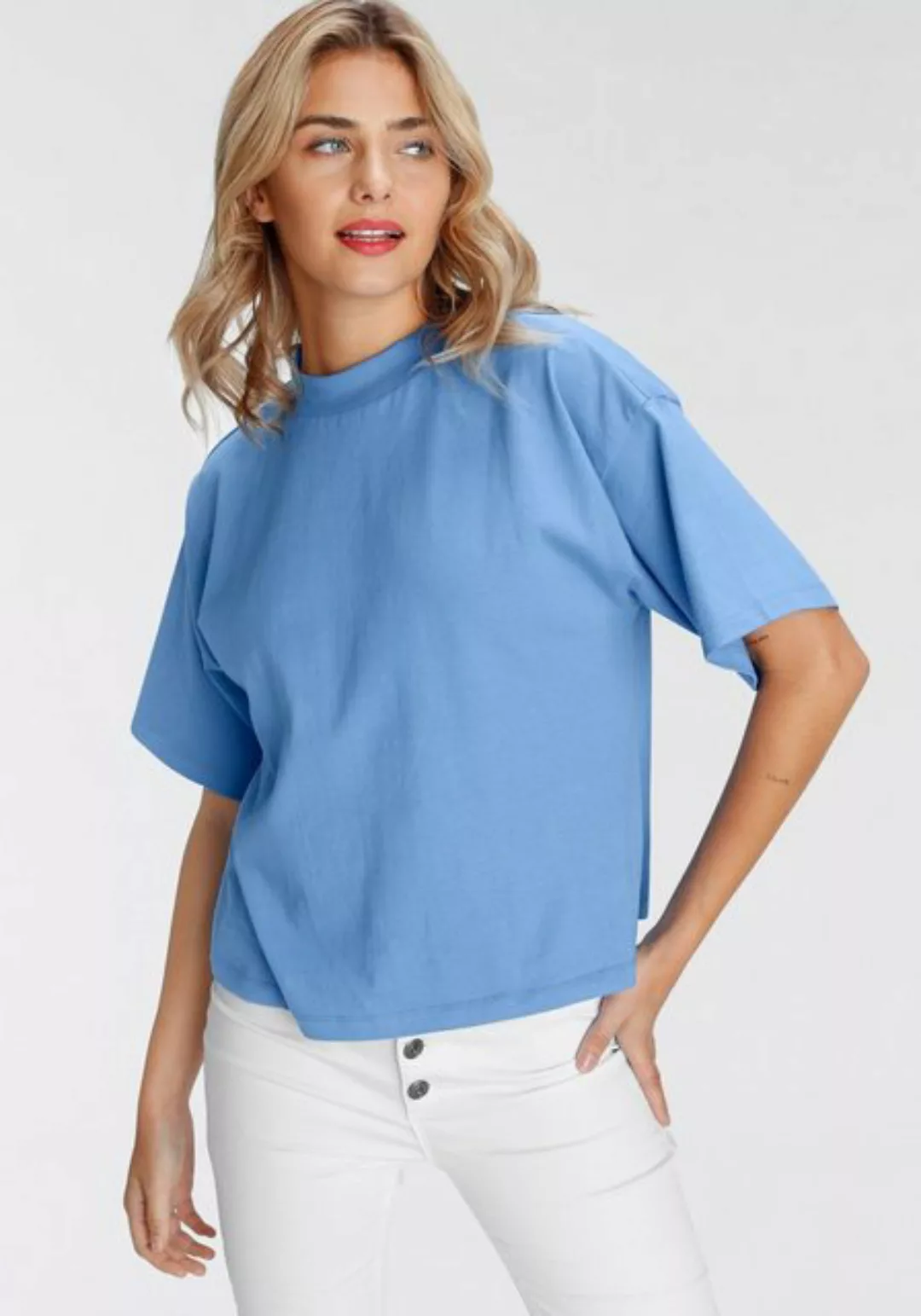 AJC Oversize-Shirt mit modisch breitem Rippen-Rundhalsausschnitt günstig online kaufen