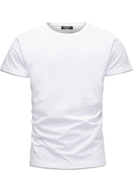 Amaci&Sons T-Shirt LAKEWOOD Herren Slim-Fit Basic Shirt Doppel Farbig mit R günstig online kaufen