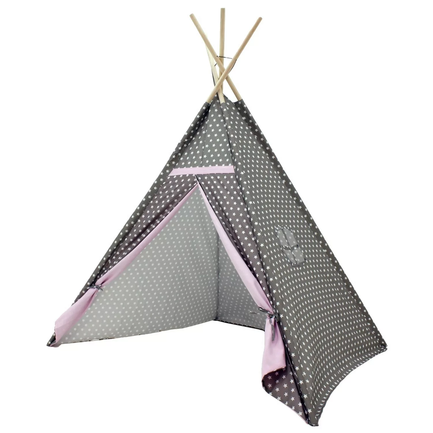 ECD Germany Tipi Spielzelt für Kinder 115x115x160cm mit Fenster Grau mit St günstig online kaufen