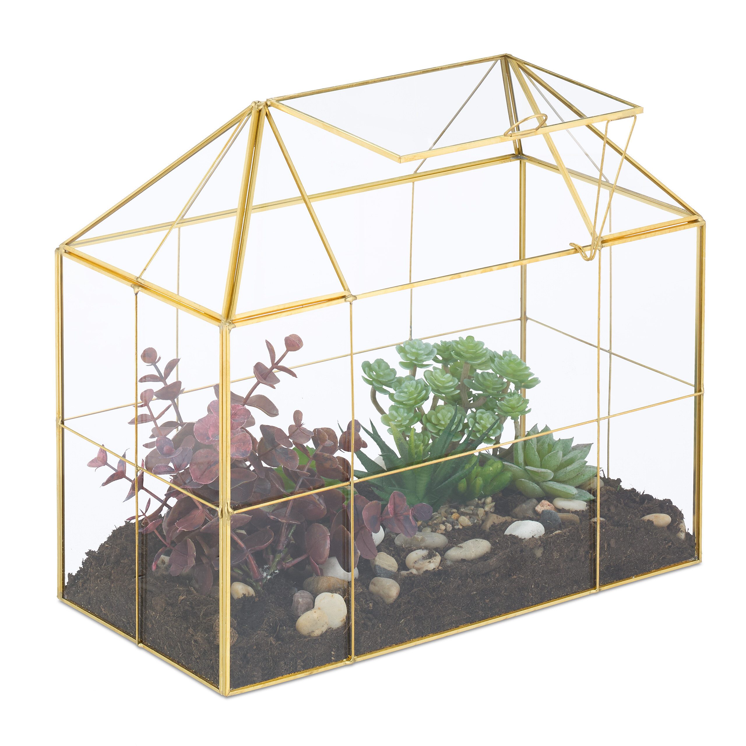 relaxdays Gewächshaus Großes Pflanzenterrarium Glas Hausform, günstig online kaufen