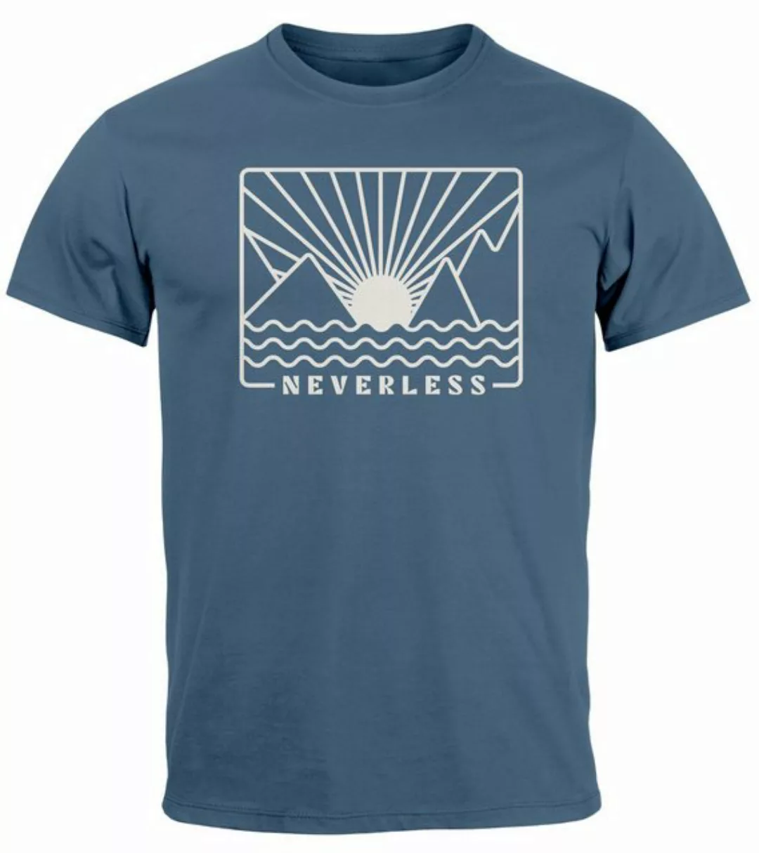 Neverless Print-Shirt Herren T-Shirt Outdoor Grafik Line Art Berge Sonne Na günstig online kaufen