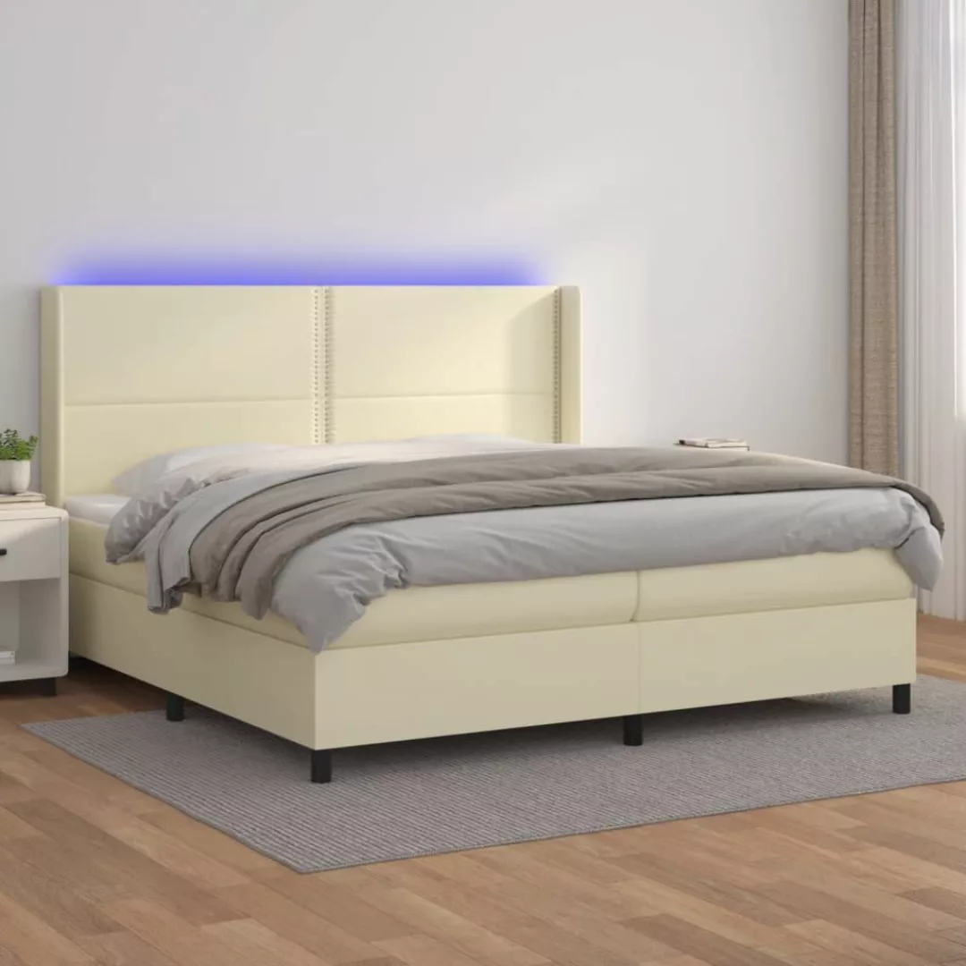 Vidaxl Boxspringbett Mit Matratze & Led Creme 200x200 Cm Kunstleder günstig online kaufen