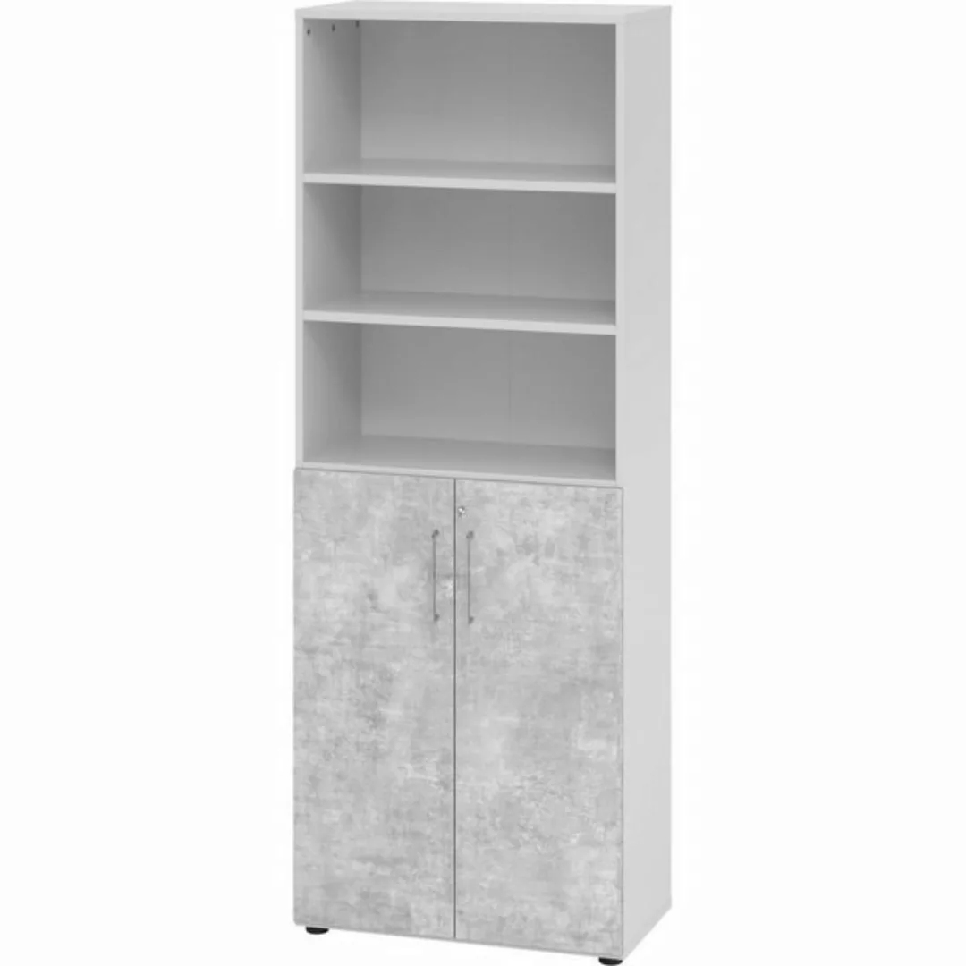 Aktenschrank Schrank 6OH /3OH Türen BxTxH 80x42x215,6cm Griff BS Grau/Beton günstig online kaufen