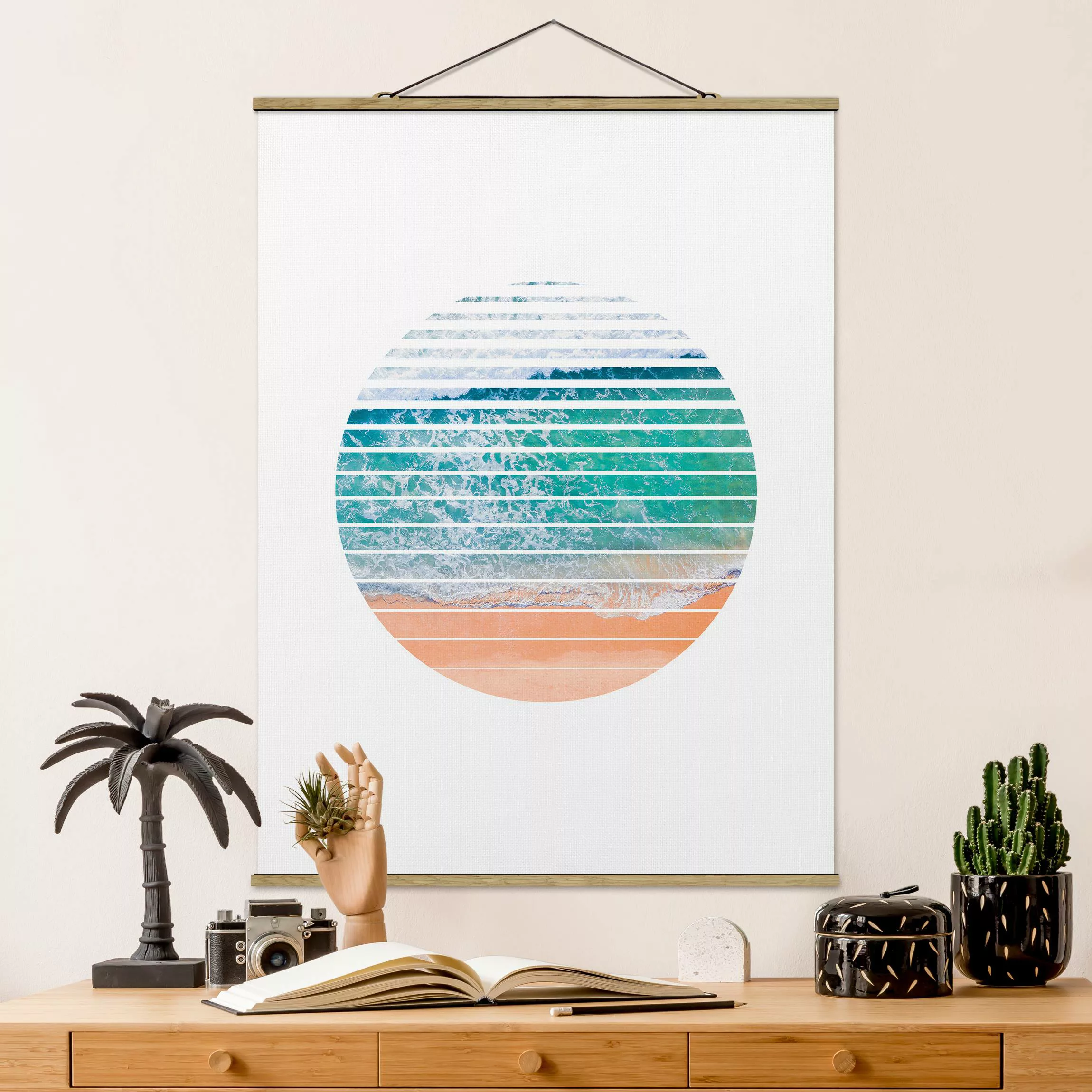 Stoffbild mit Posterleisten Ozean im Kreis günstig online kaufen
