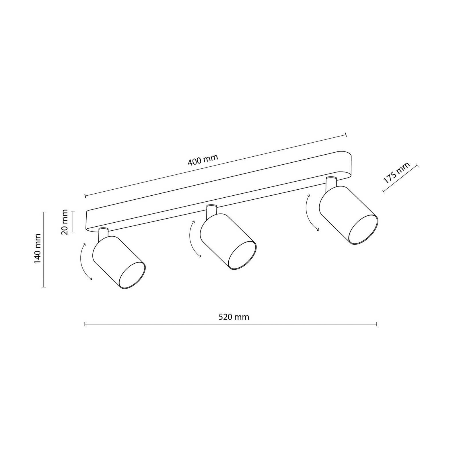 Deckenstrahler Livia, hellblau, Länge 52 cm, Stahl, 3-flg. günstig online kaufen