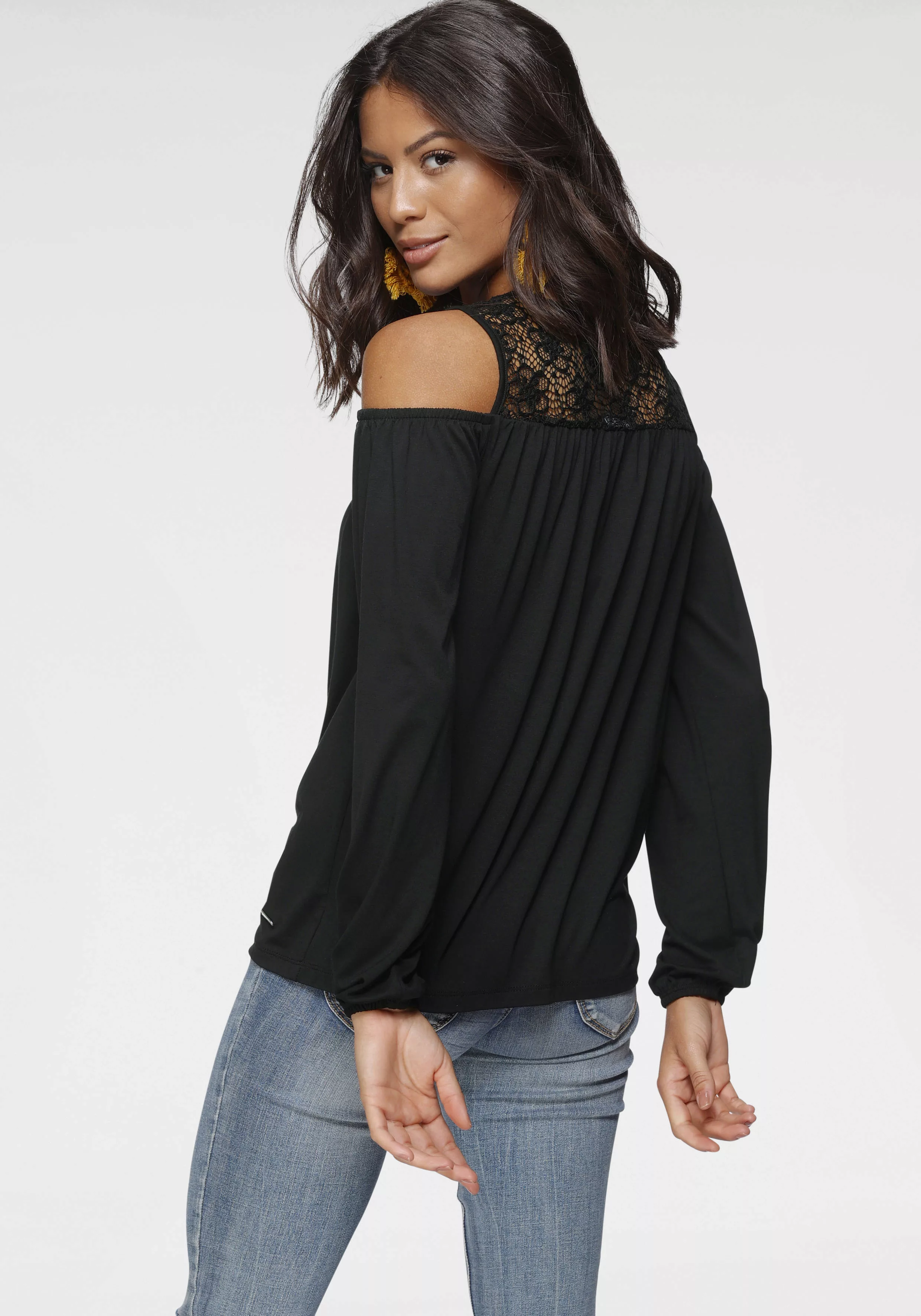 Laura Scott Langarmshirt, lässig geschnitten, elastisches Material, Gummizu günstig online kaufen