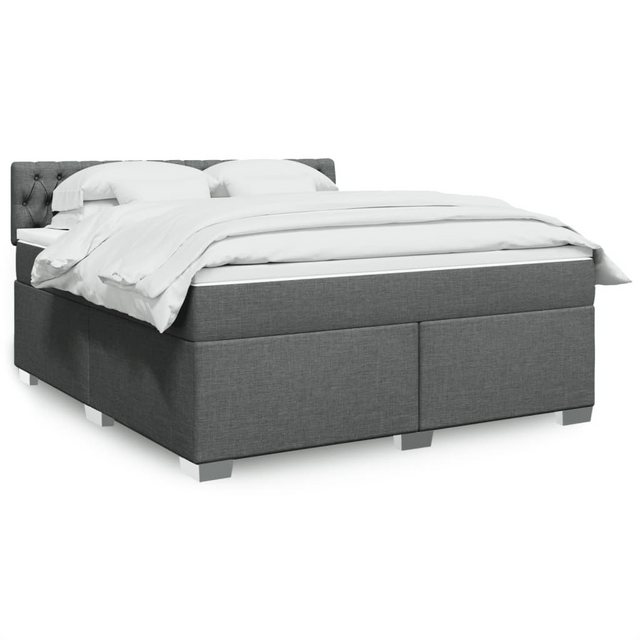 vidaXL Boxspringbett, Boxspringbett mit Matratze Dunkelgrau 180x200 cm Stof günstig online kaufen