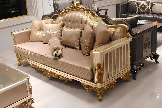 Xlmoebel Sofa Komplettes Set Chesterfield-Sofa 3+1+1 in Gold mit Stoffbezug günstig online kaufen