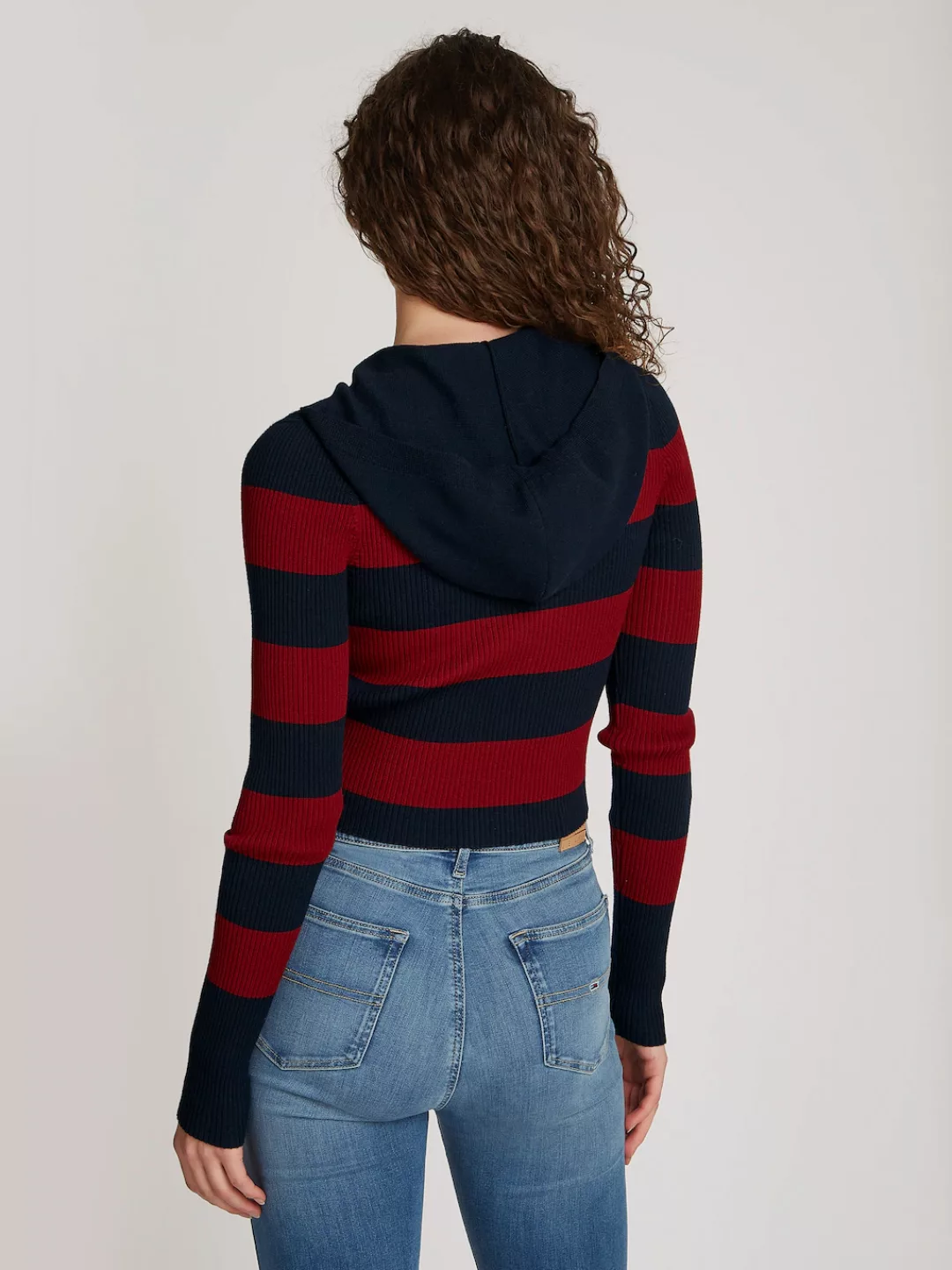 Tommy Jeans Kapuzenpullover TJW STRIPE 1/4 ZIP HOOD SWEATER mit Streifen-Mu günstig online kaufen