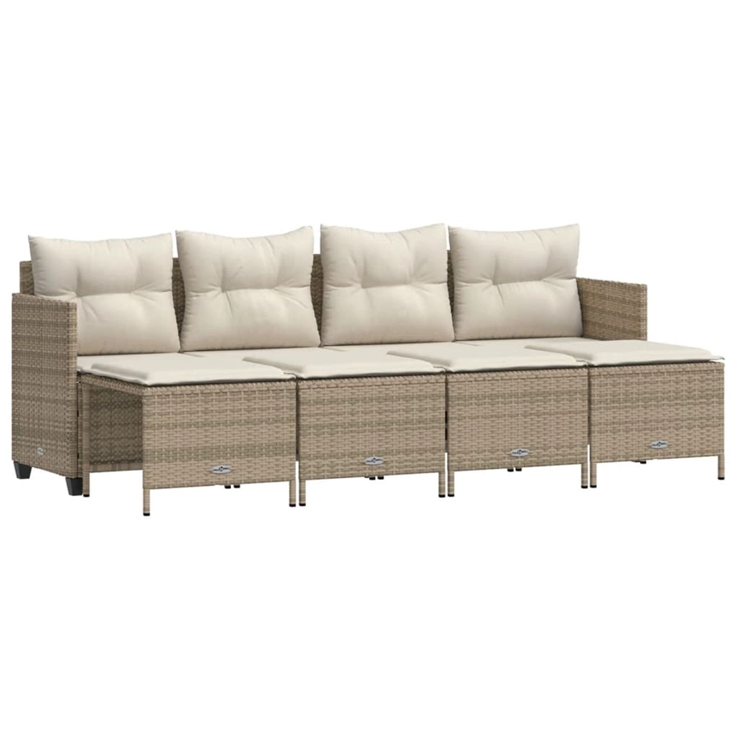 vidaXL 5-tlg Garten-Sofagarnitur mit Kissen Beige Poly Rattan Modell 185 günstig online kaufen