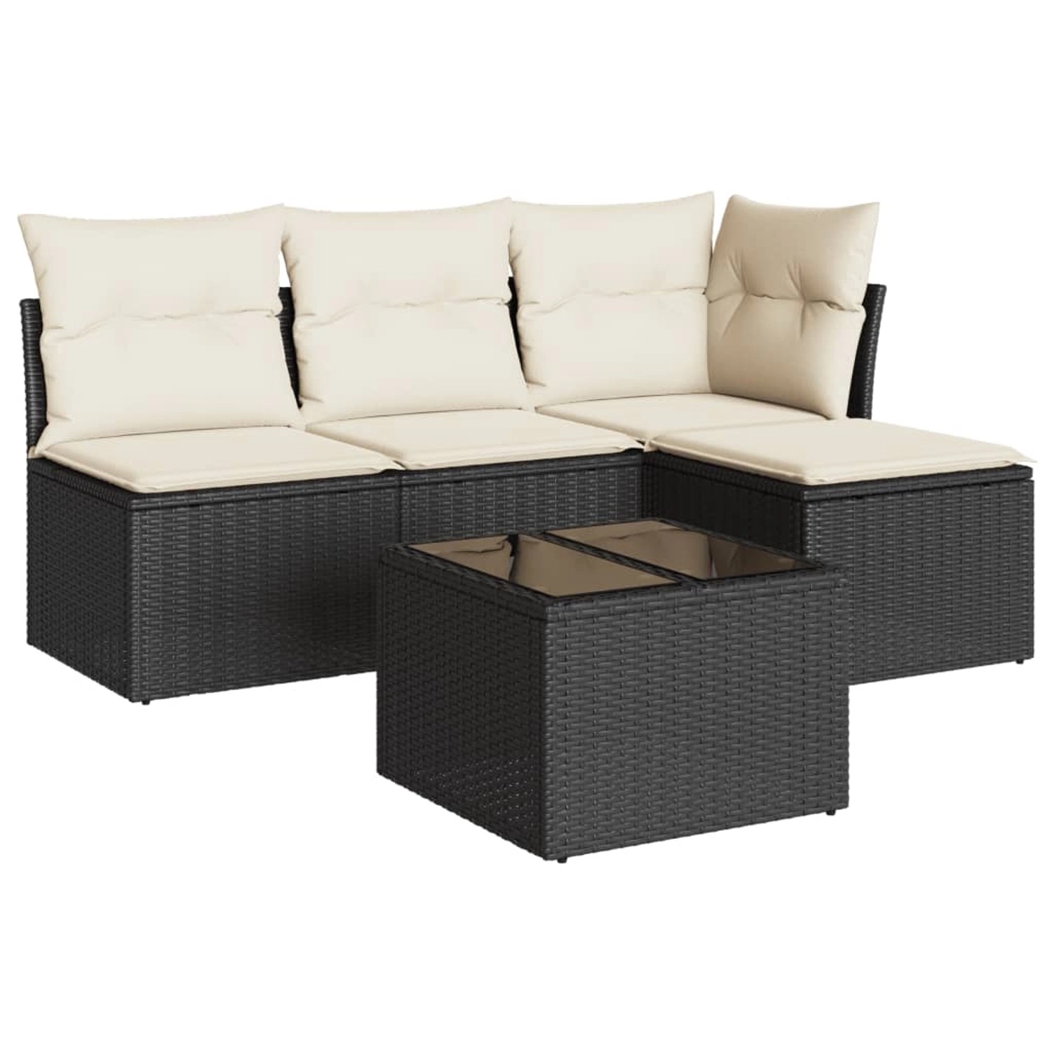 vidaXL 5-tlg Garten-Sofagarnitur mit Kissen Schwarz Poly Rattan Modell 5 günstig online kaufen