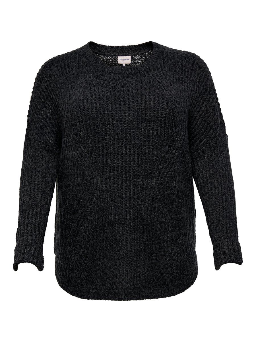 ONLY Gemusterter Curvy Strickpullover Damen Grau günstig online kaufen