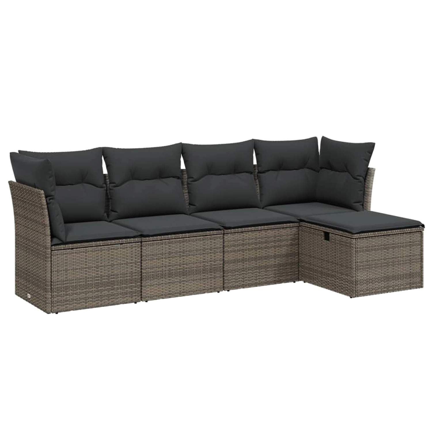 vidaXL 5-Tlg Garten-Sofagarnitur mit Kissen Grau Poly Rattan 3263136 günstig online kaufen