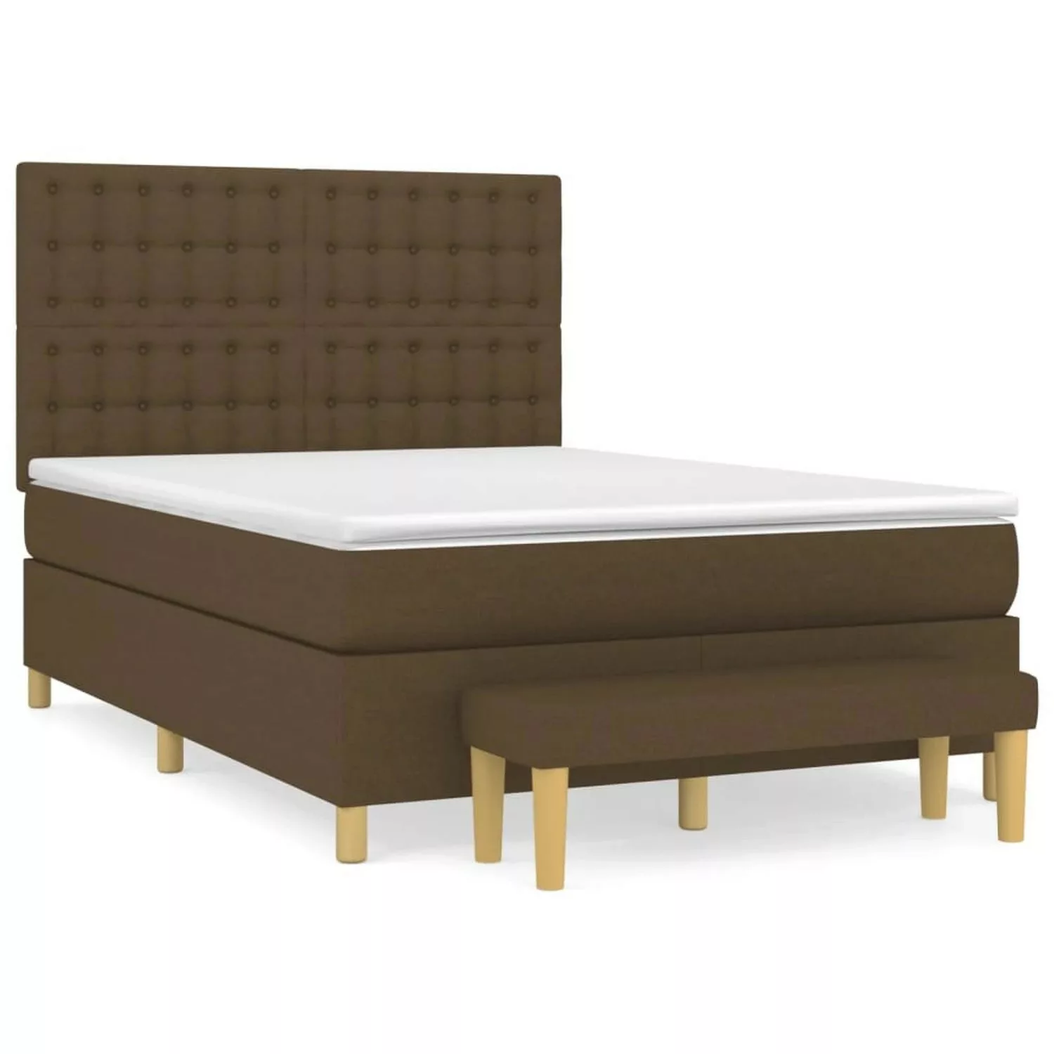 vidaXL Boxspringbett Boxspringbett mit Matratze Dunkelbraun 140x200 cm Stof günstig online kaufen