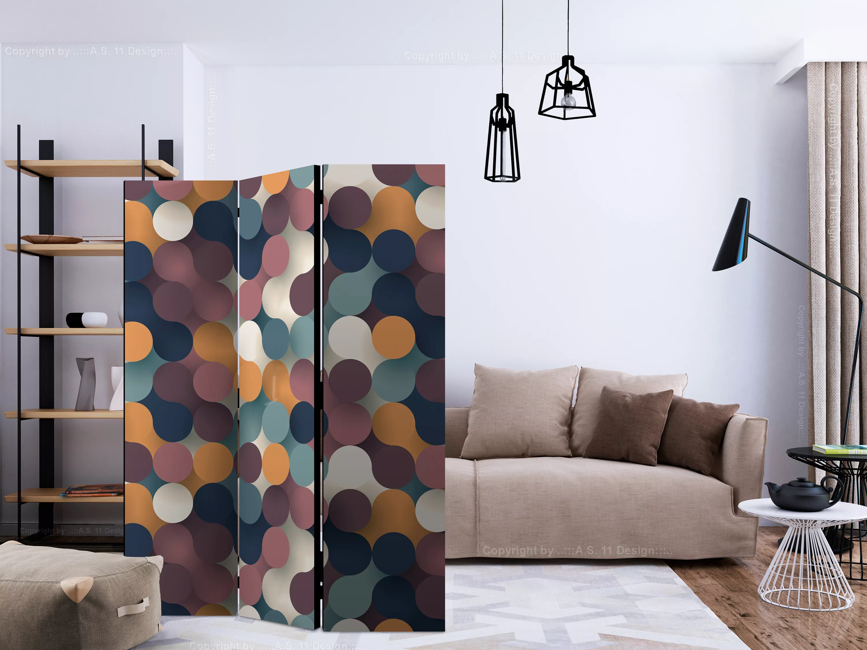 3-teiliges Paravent - Colourful Particles [room Dividers] günstig online kaufen